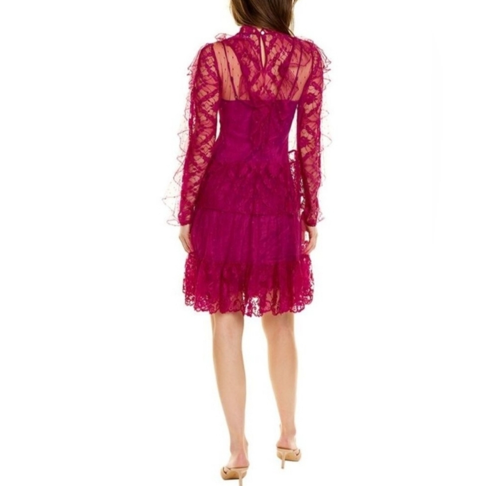 Temperley London Elegant Lace Magenta Dress Size 8 - Picture 2 of 8